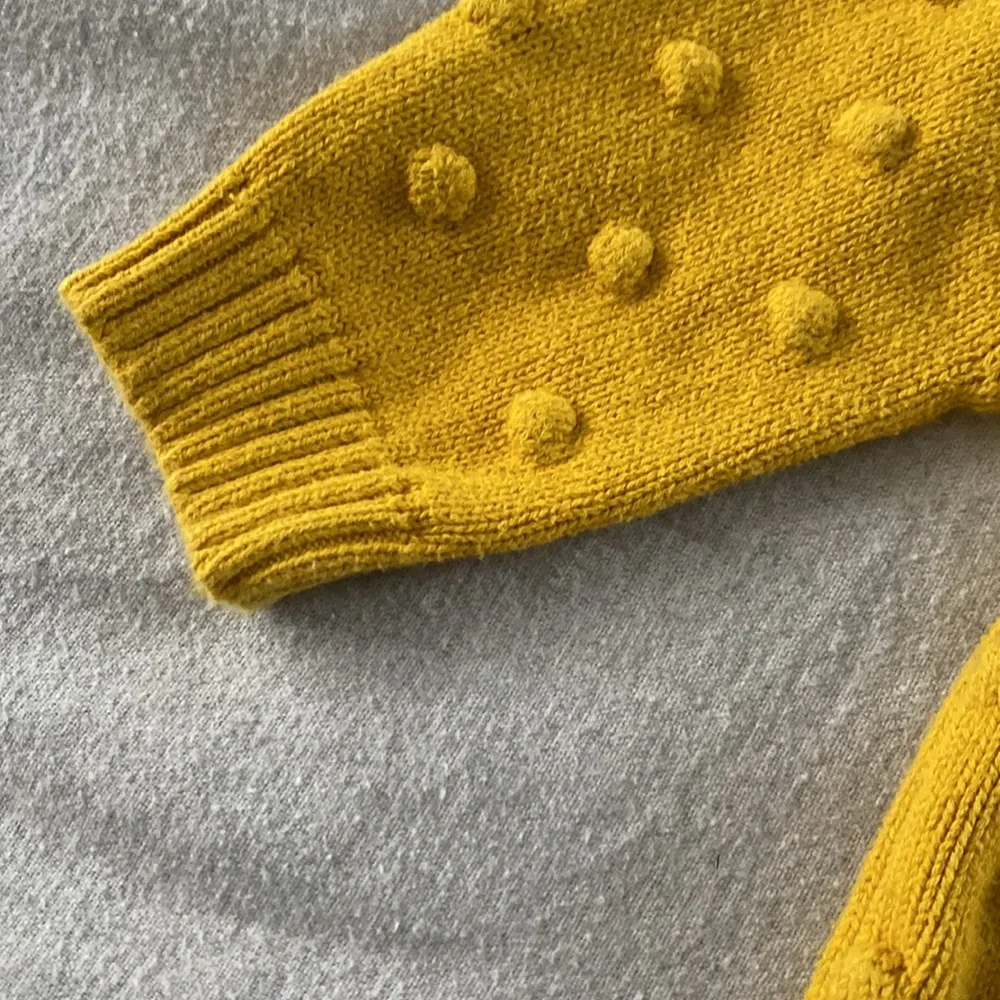 Cat & Jack Bubble Polk Dot Yellow Mustard Sweater - Picture 5 of 6
